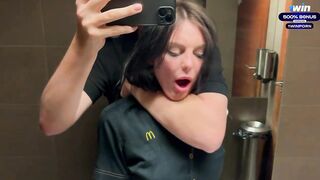 Eva Soda's risky public nail in McDonald's toilet with a worker! Best extreme XXX por
