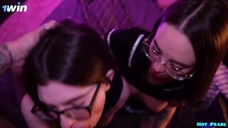 Hot damsel Pearl and her girlcomrade Pretty Mary in a suck off class - best XXX porn!