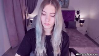 Big tits tattooed blonde amateur teen SimaDark fingers shaved pussy on webcam